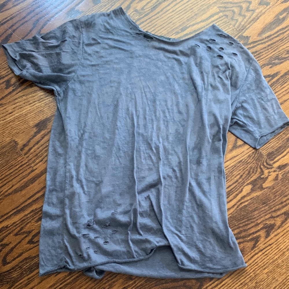 Women's Distressed Gray Short Sleeve Tee
